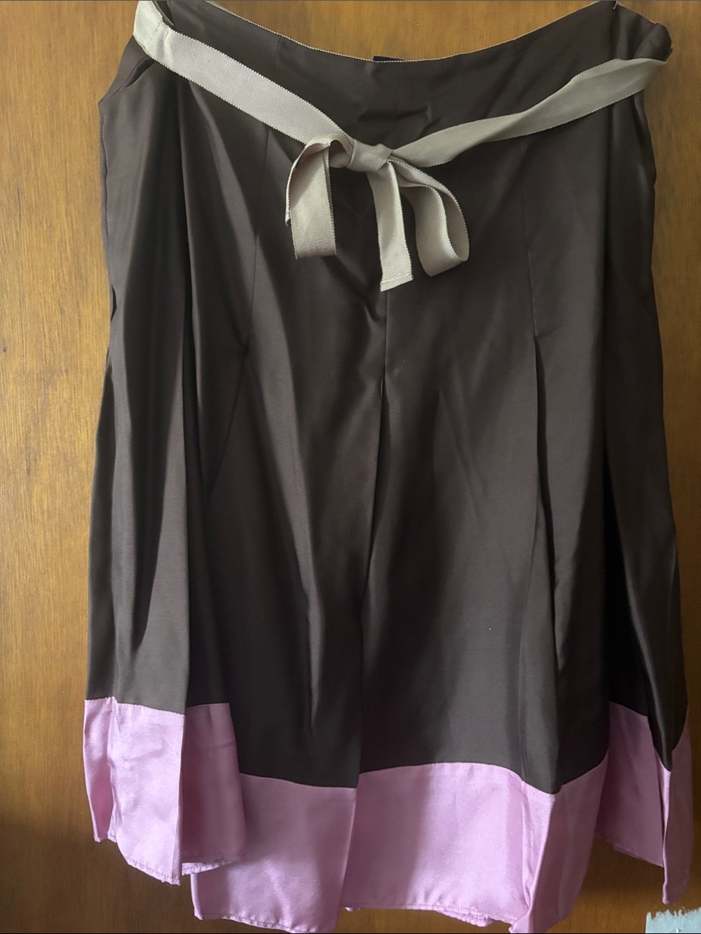GAP vintage Brown A-Line Skirt with Pink Hem